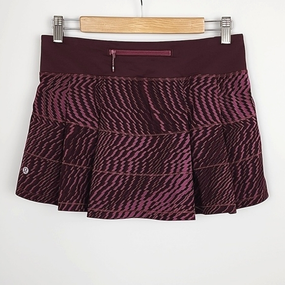 Lululemon Pace Rival Skirt II Shifted Horizon Red Grape Black Bordeaux Sz 6 Reg - Picture 2 of 15